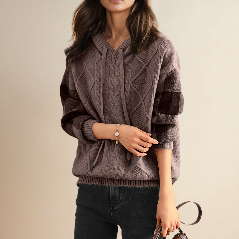 Emily | Cable Knit Hoodie Sweater 0