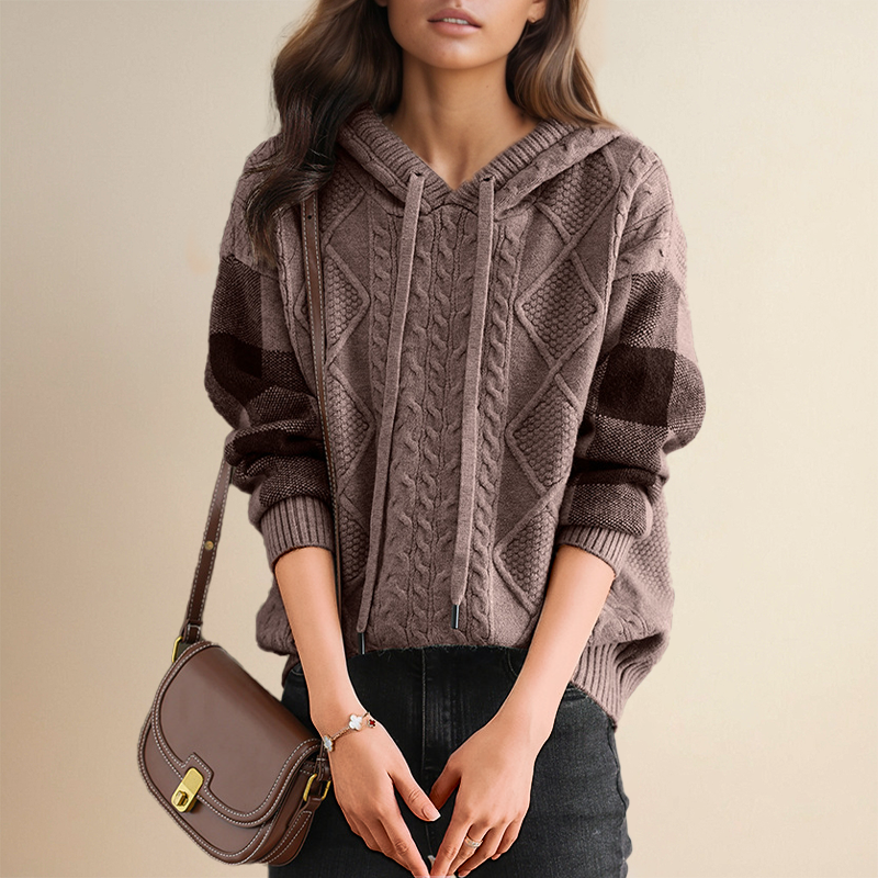 Emily | Cable Knit Hoodie Sweater 1