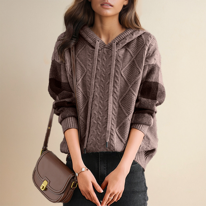 Emily | Cable Knit Hoodie Sweater 1