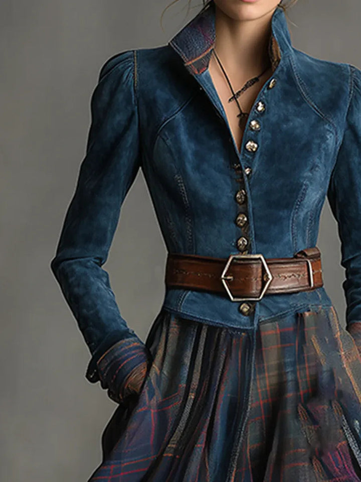 Allison | Faux Suede Plaid Maxi Dress 1