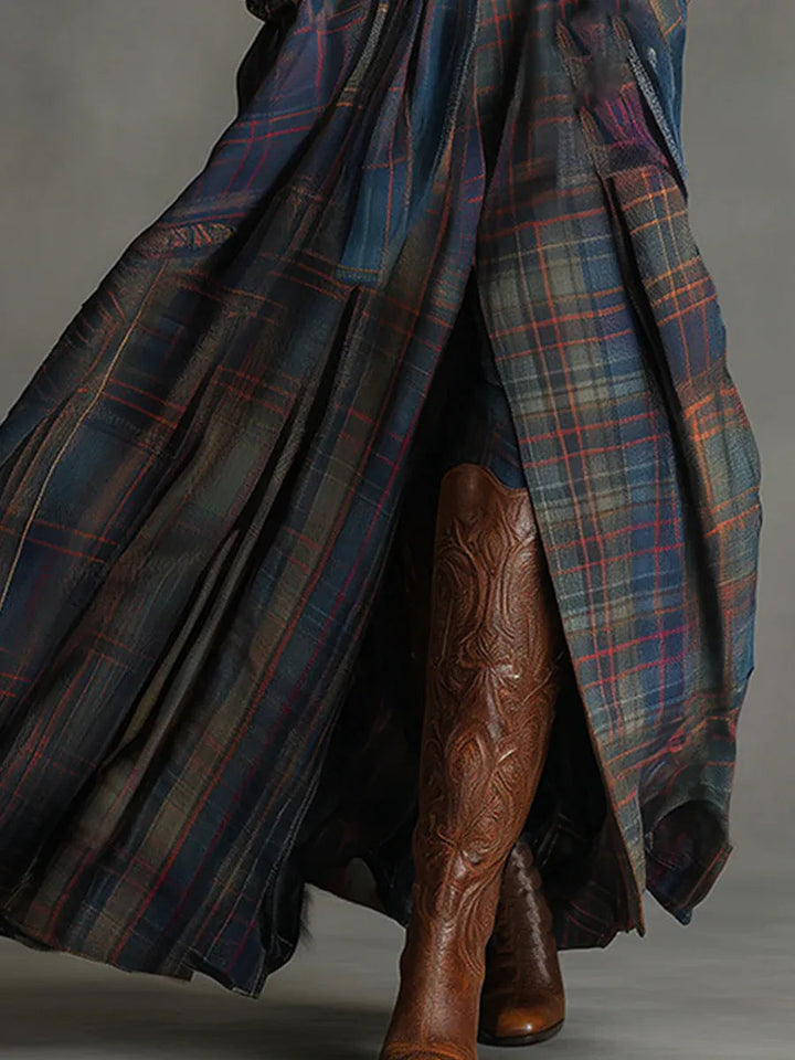 Allison | Faux Suede Plaid Maxi Dress 2