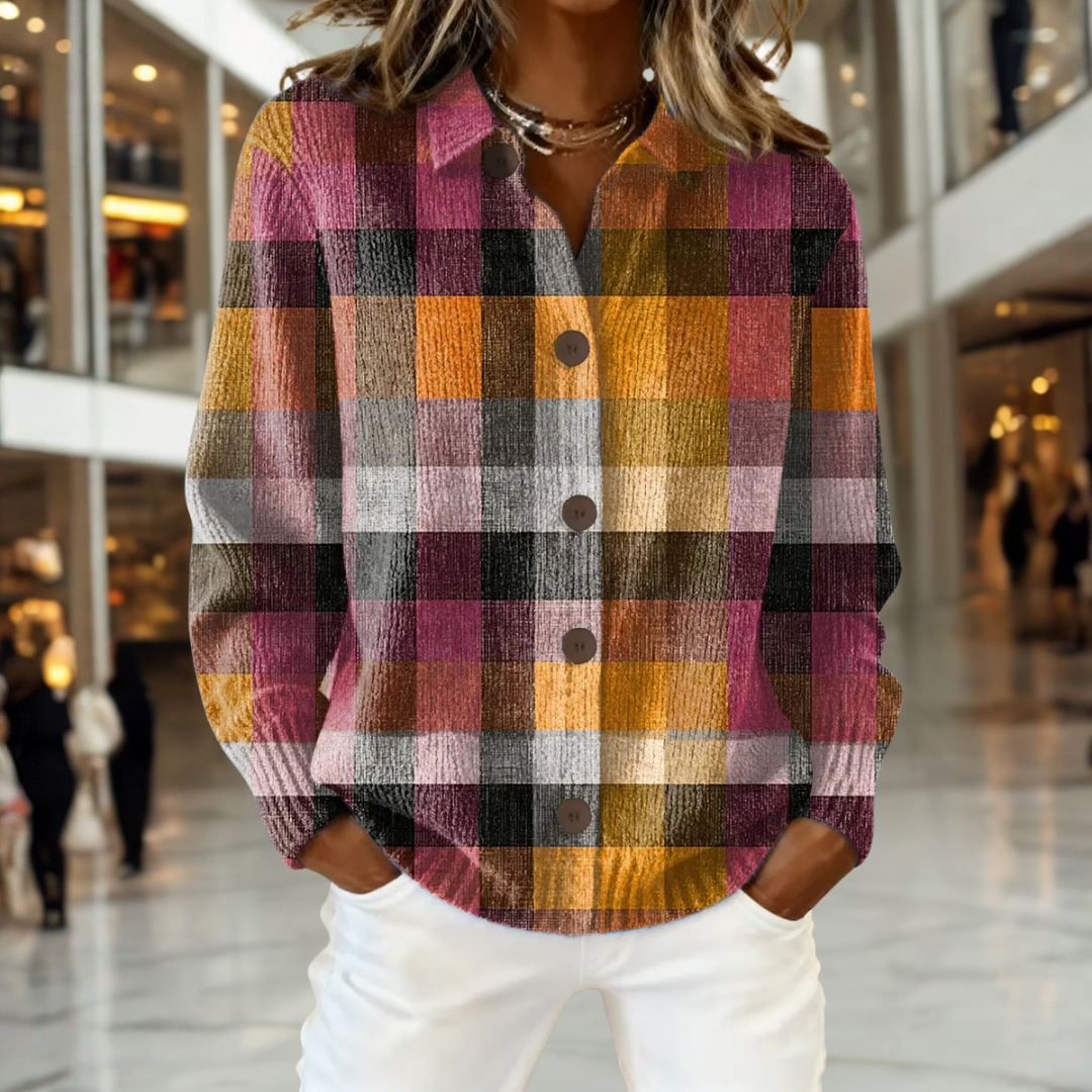Amélie | Modern Plaid Statement Cardigan 0