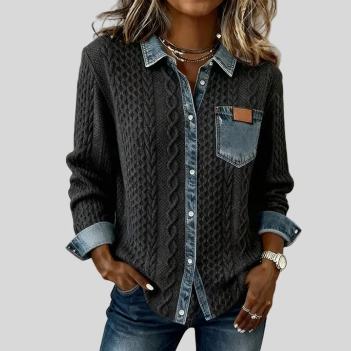 Ava™ | Cozy Denim Patchwork Shirt 1