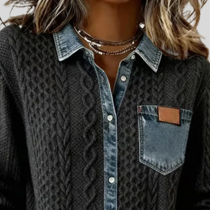 Ava™ | Cozy Denim Patchwork Shirt 4