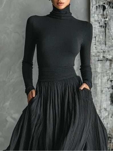 Avery | Black Turtleneck Skirt Set 1