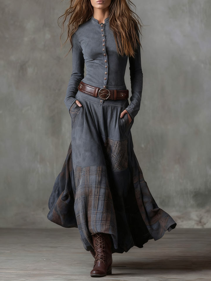 Charlotte | Suede Plaid Maxi Dress 8