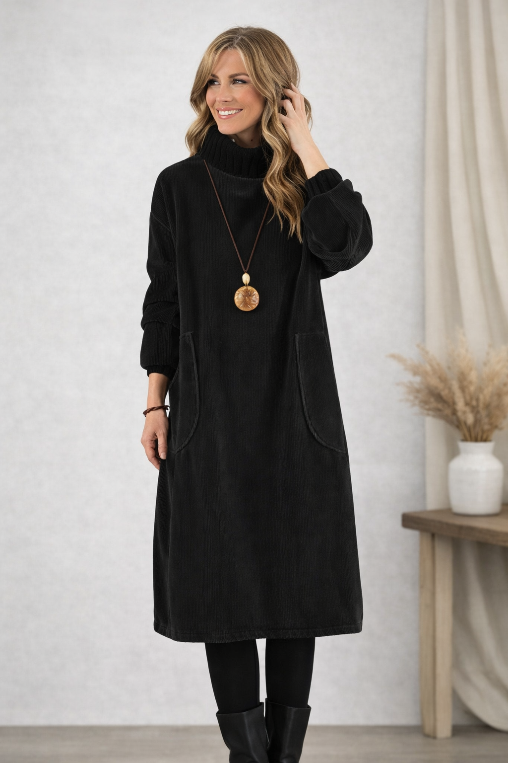 Emma | Elegant Turtleneck Midi Dress