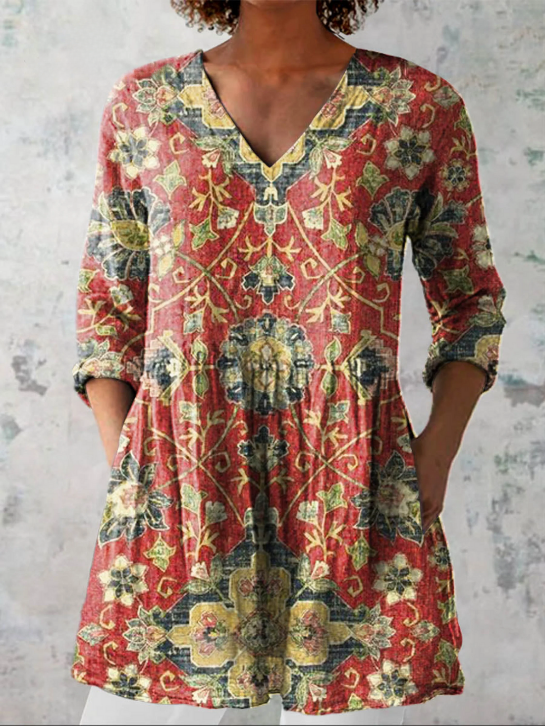 Dahlia | Long V-Neck Shirt 0