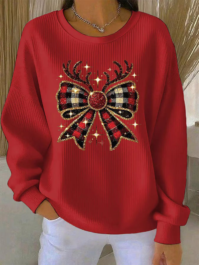 Elin - Christmas sweater with bow motif 0