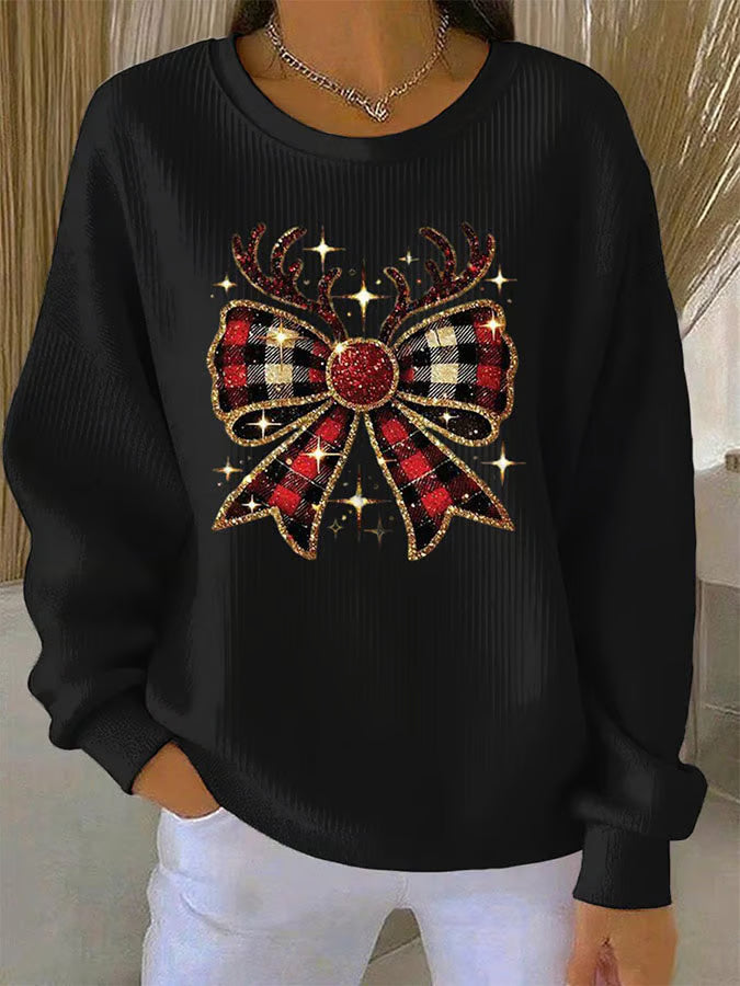 Elin - Christmas sweater with bow motif 1