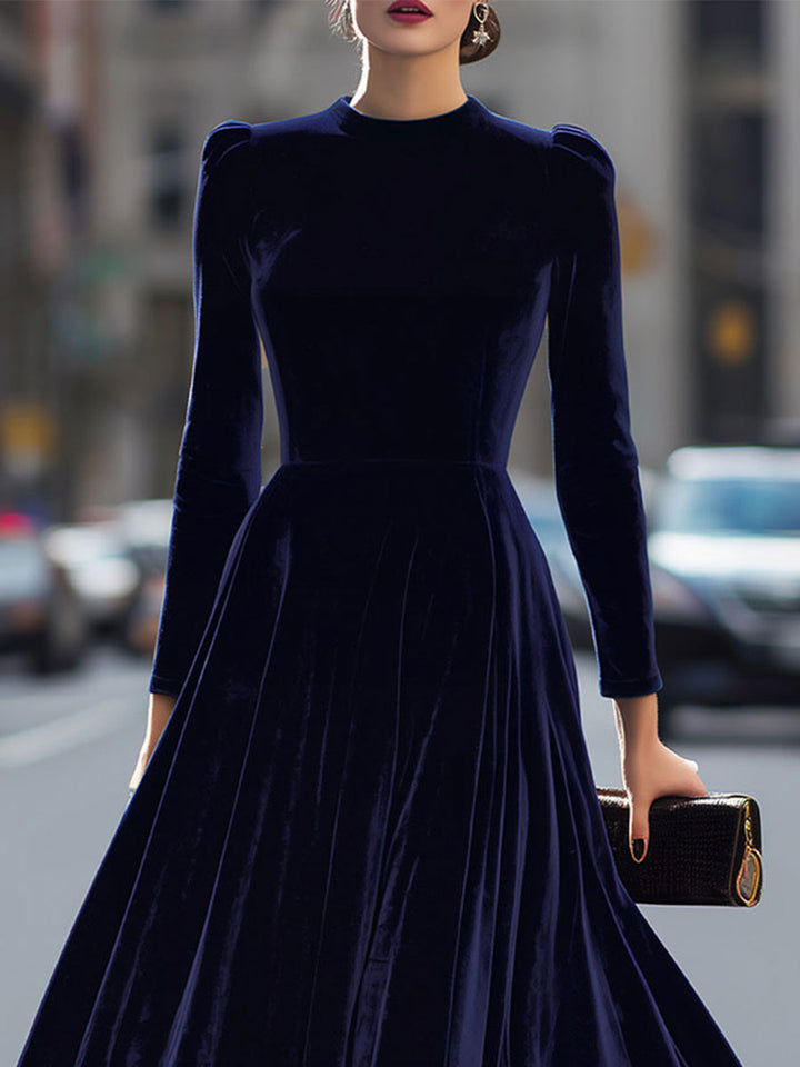 Elissa | Navy Blue Long-Sleeve Midi Dress 2