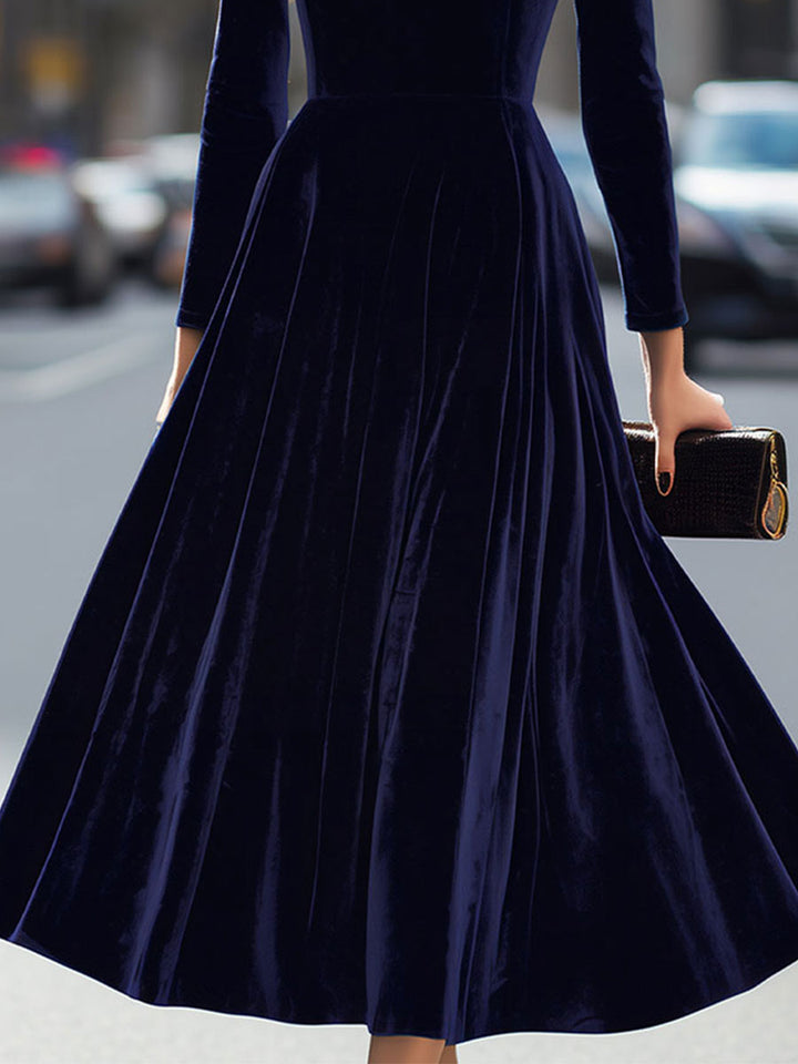 Elissa | Navy Blue Long-Sleeve Midi Dress 3