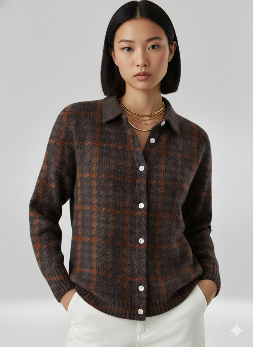 Emily | Checked knitted blouse 0