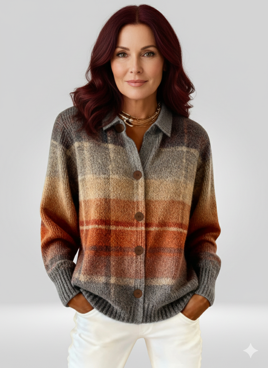 Fleur | Checked blouse in warm autumnal hues 0