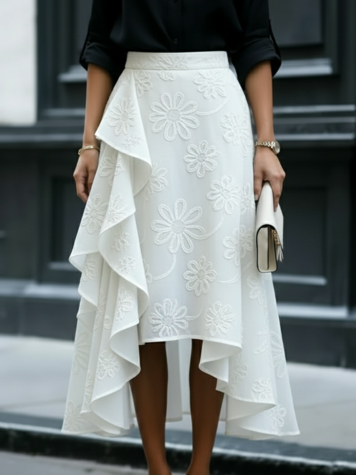 Isabel | Elegant Midi Skirt With Asymmetrical Design 0