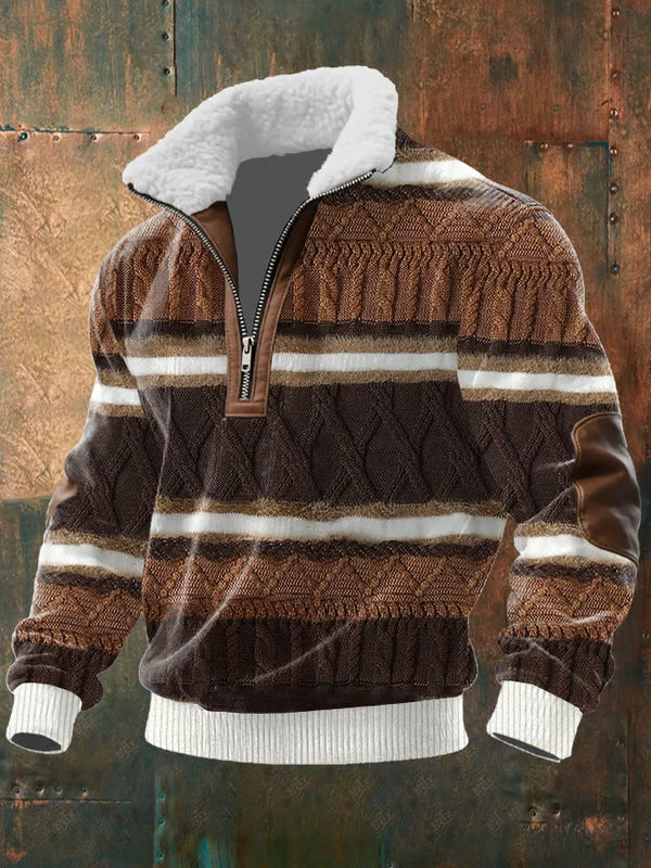 James - Zip-Up Sweater with a High Fur-Trimmed Collar 0