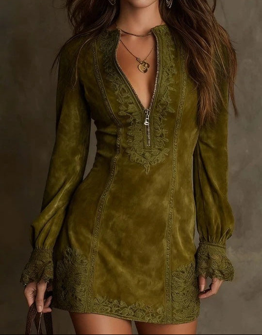 Jasmine – Blue Mini Dress with Lace 5