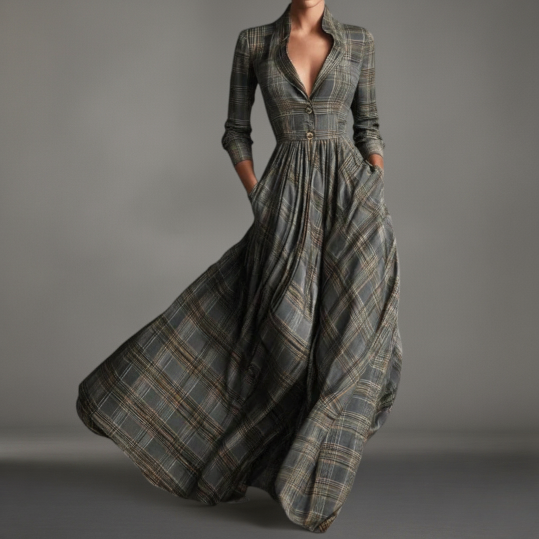 Laila | Luxe Checkered Maxi Dress 0