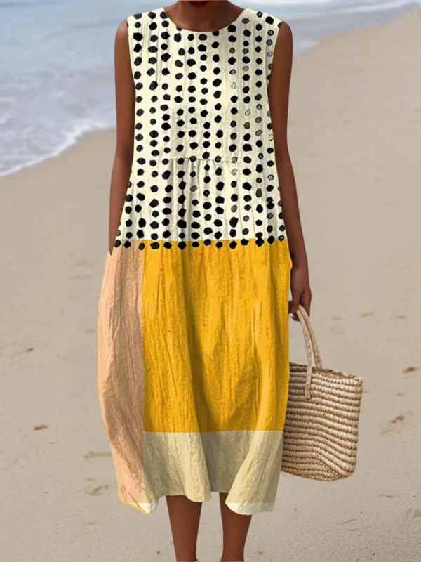 Leah™ Polka Colorblock Midi Dress 0