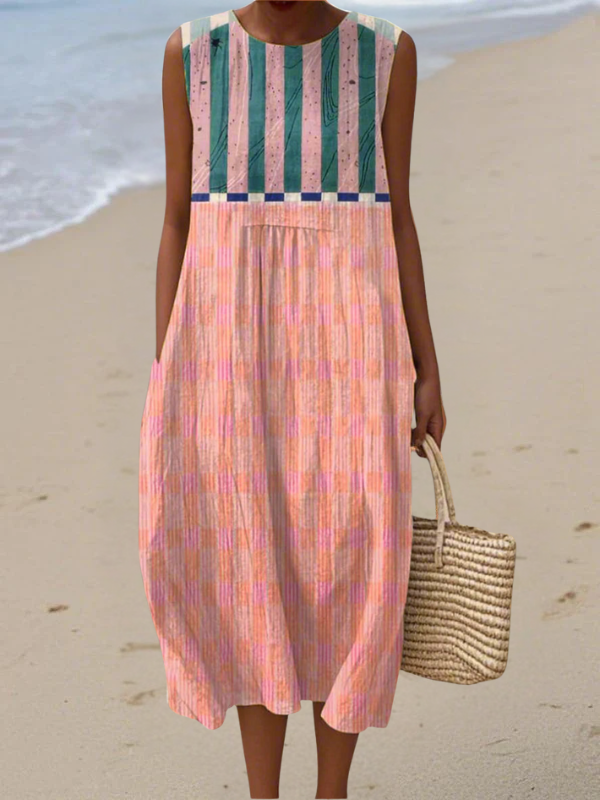 Lily™ Striped Pastel Midi Dress 0