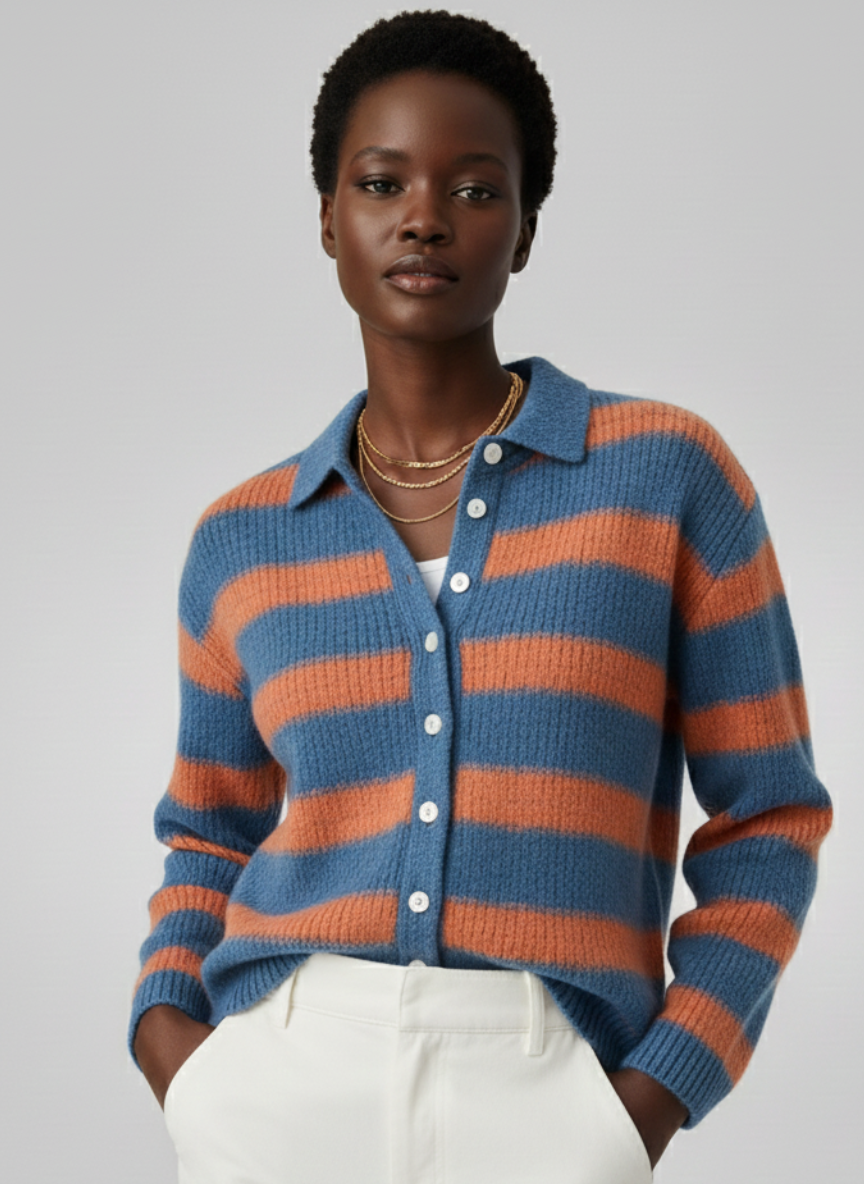 Livia | Knitted blouse with stripes 0