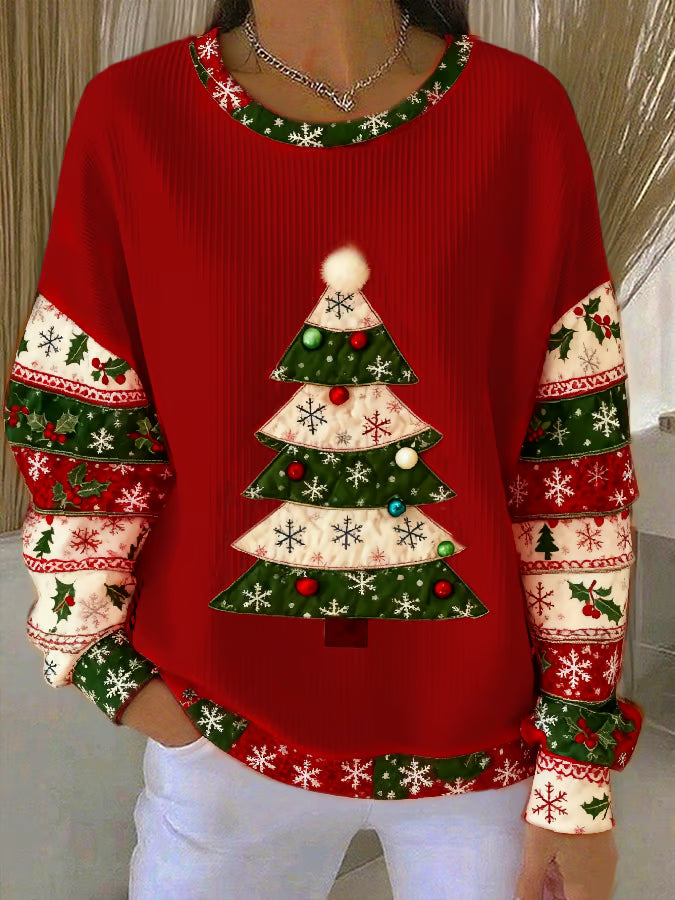 Lotte - Christmas sweater with Christmas tree print 0