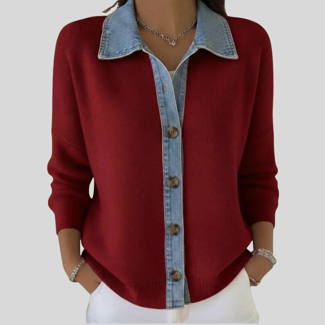 Lucia™ | Cozy Knit Denim Sweater 0