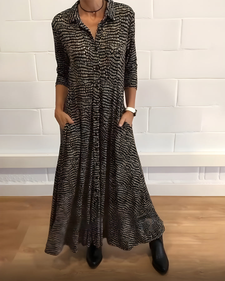 Lyvéa™ | Elegant Midi Dress with Pockets