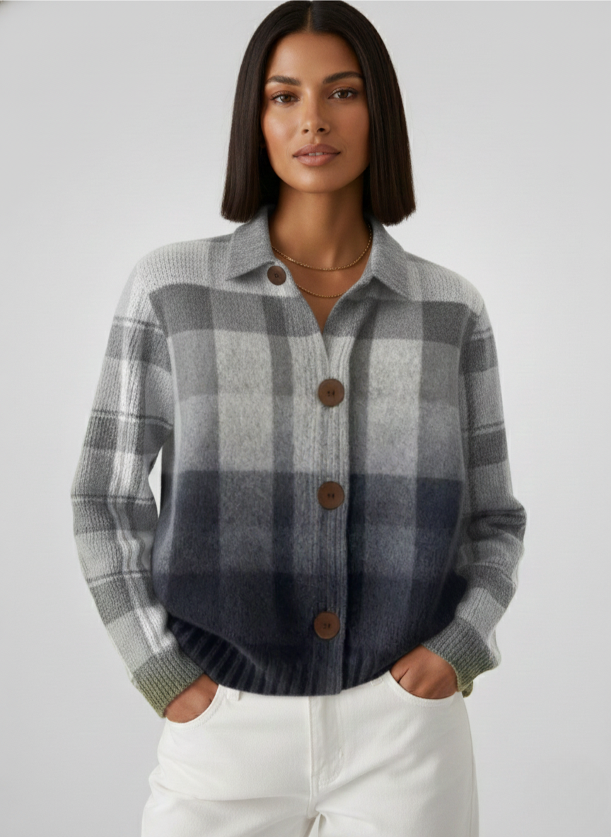 Mara | Checked knitted blouse 0