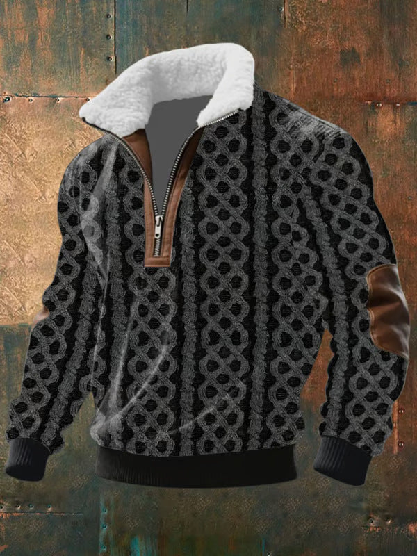 Marco - Zip-Up Sweater with a High Fur-Trimmed Collar 0