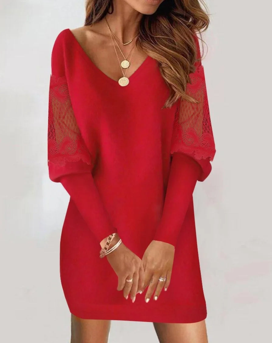 Marilyn – Elegant Lace-Sleeve Comfort Dress 0