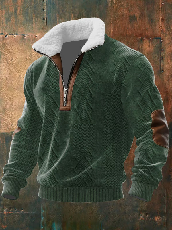 Mark - Zip-Up Sweater with a High Fur-Trimmed Collar 0