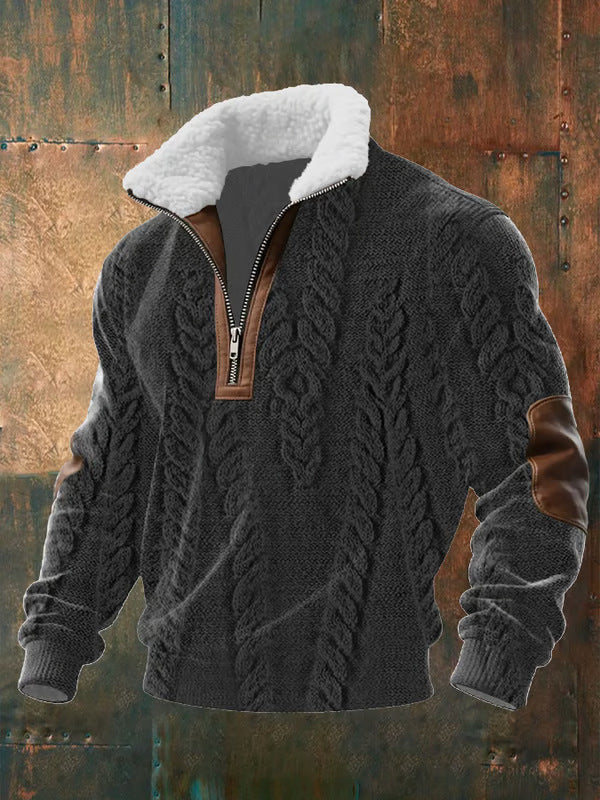 Michael - Zip-Up Sweater with a High Fur-Trimmed Collar 0