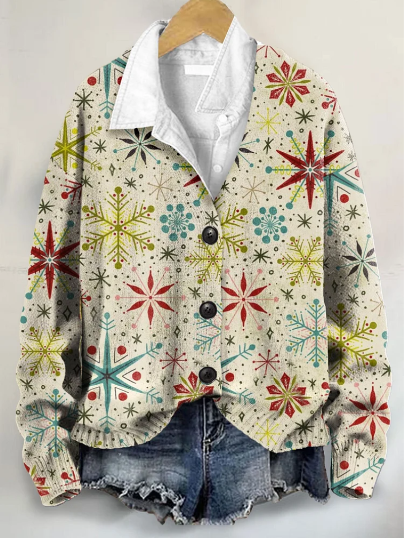 Mira – Christmas blouse with cheerful snowflakes 0