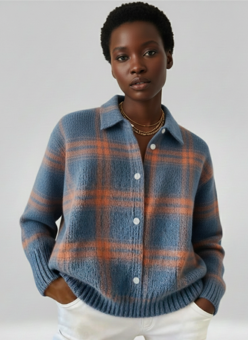 Mira | Knitted blouse with diamond pattern 0