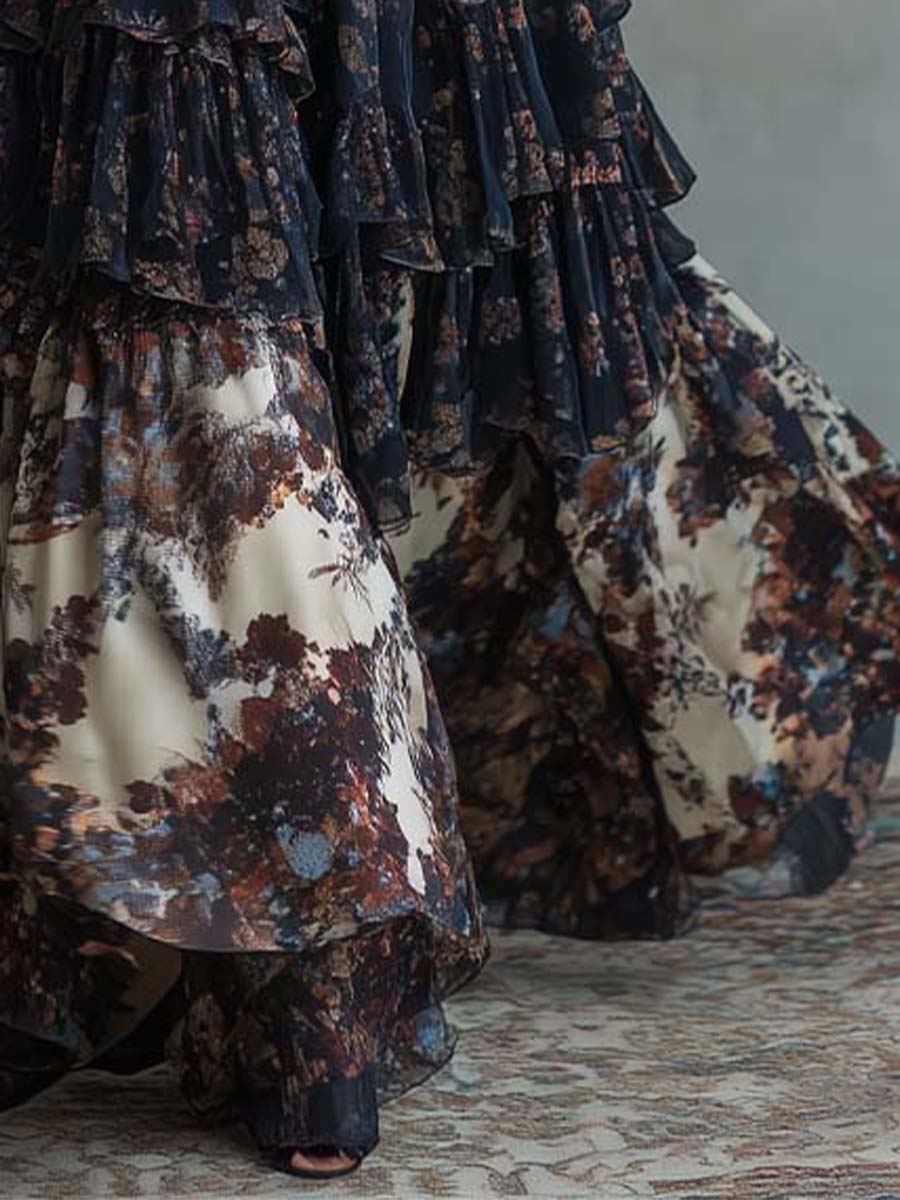 Molly | Velvet and Chiffon Floral Print Maxi Dress 5