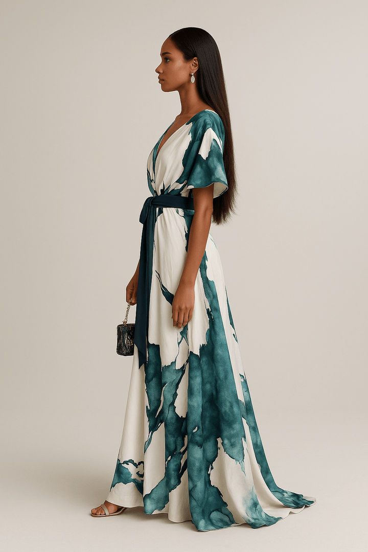 Nayla™ | Elegant Watercolor Print Dress 1