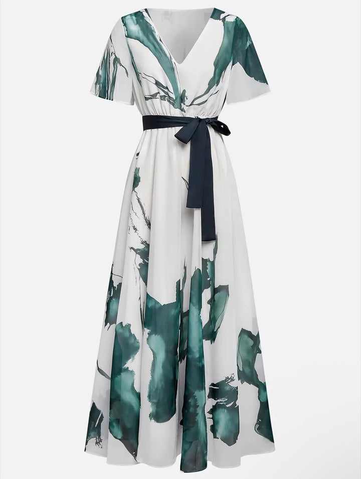 Nayla™ | Elegant Watercolor Print Dress 5