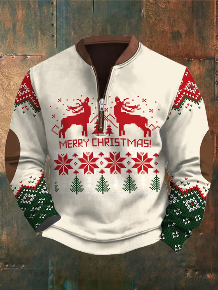 Noel - White Christmas sweater with reindeer 0