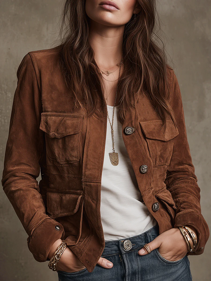 Nora | Faux Suede Multi-Pocket Jacket 0