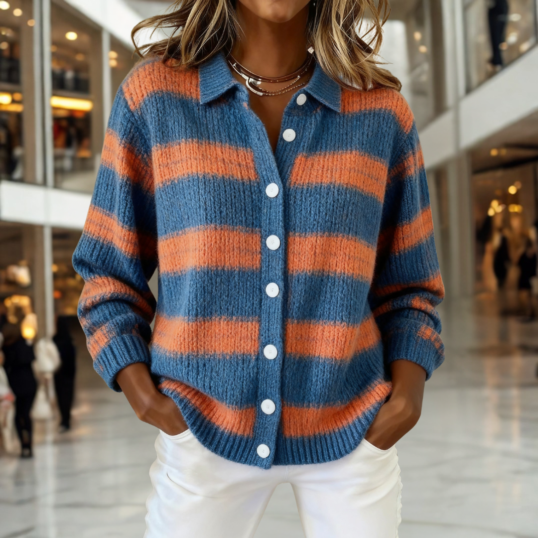 Sophie | Modern Stripe Knit Cardigan 0