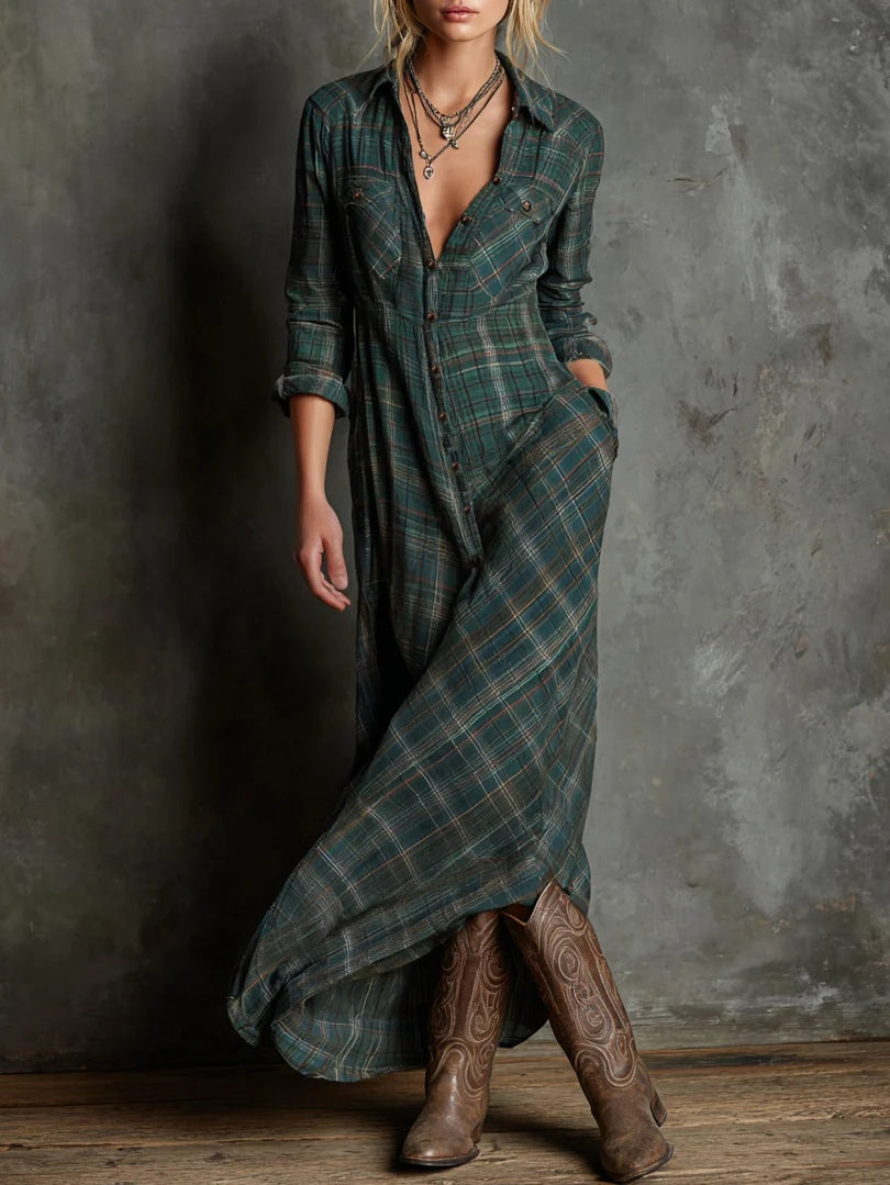Soraya | Plaid Maxi Dress 0
