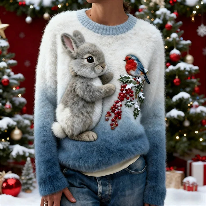 Suzette - Plush Sweater With a Christmas Rabbit 2