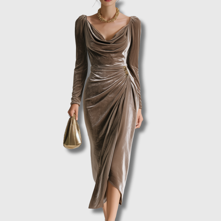 Sylvana | Elegant Velvet Midi Dress 1