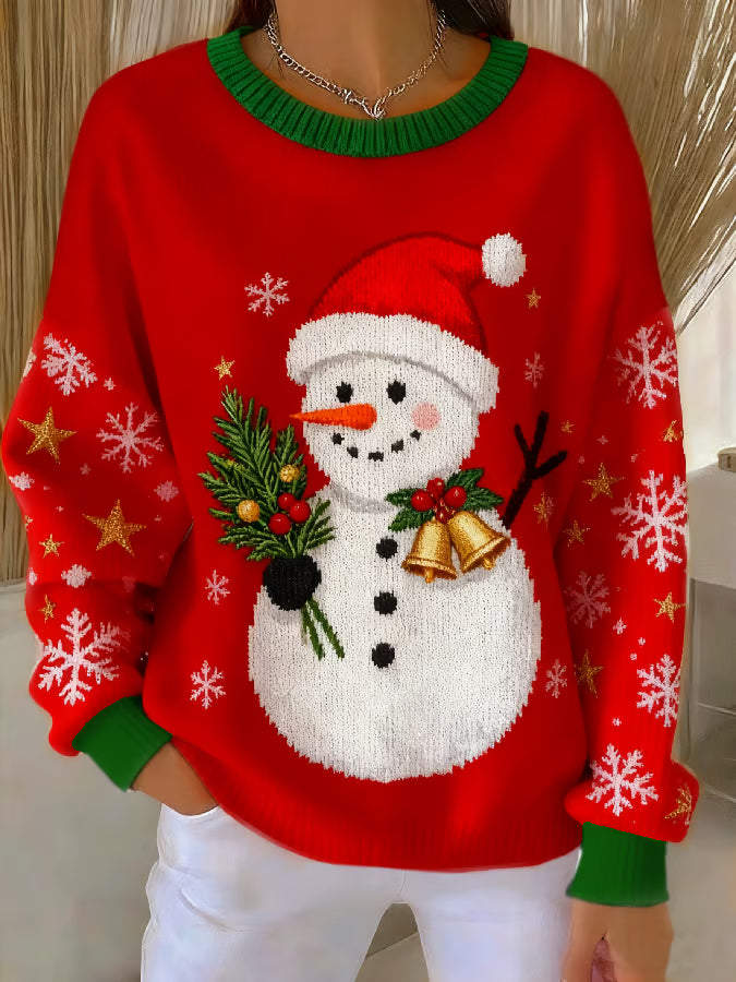 Tess - Christmas sweater with snowman print 0