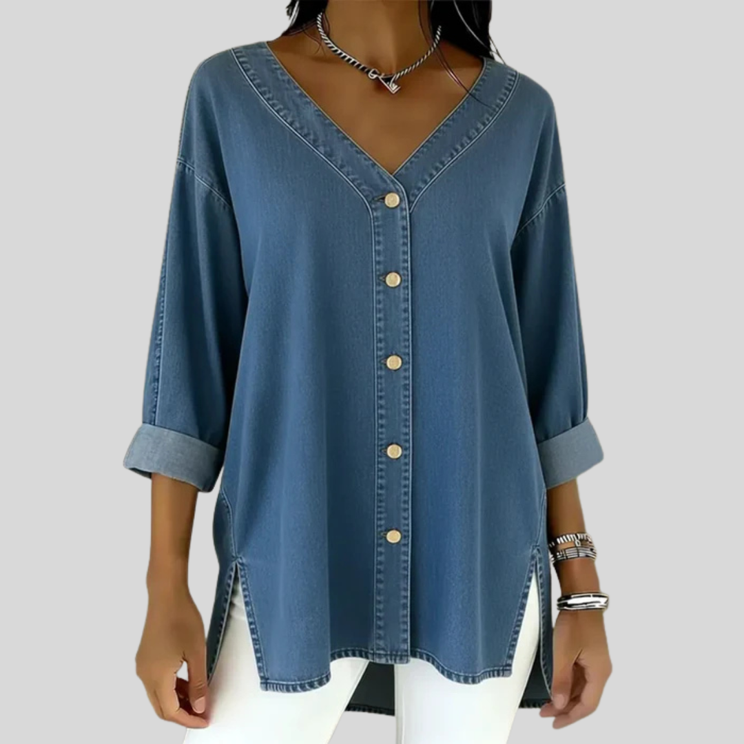 Wenelle™ | Relaxed Denim Shirt for Effortless Style 0