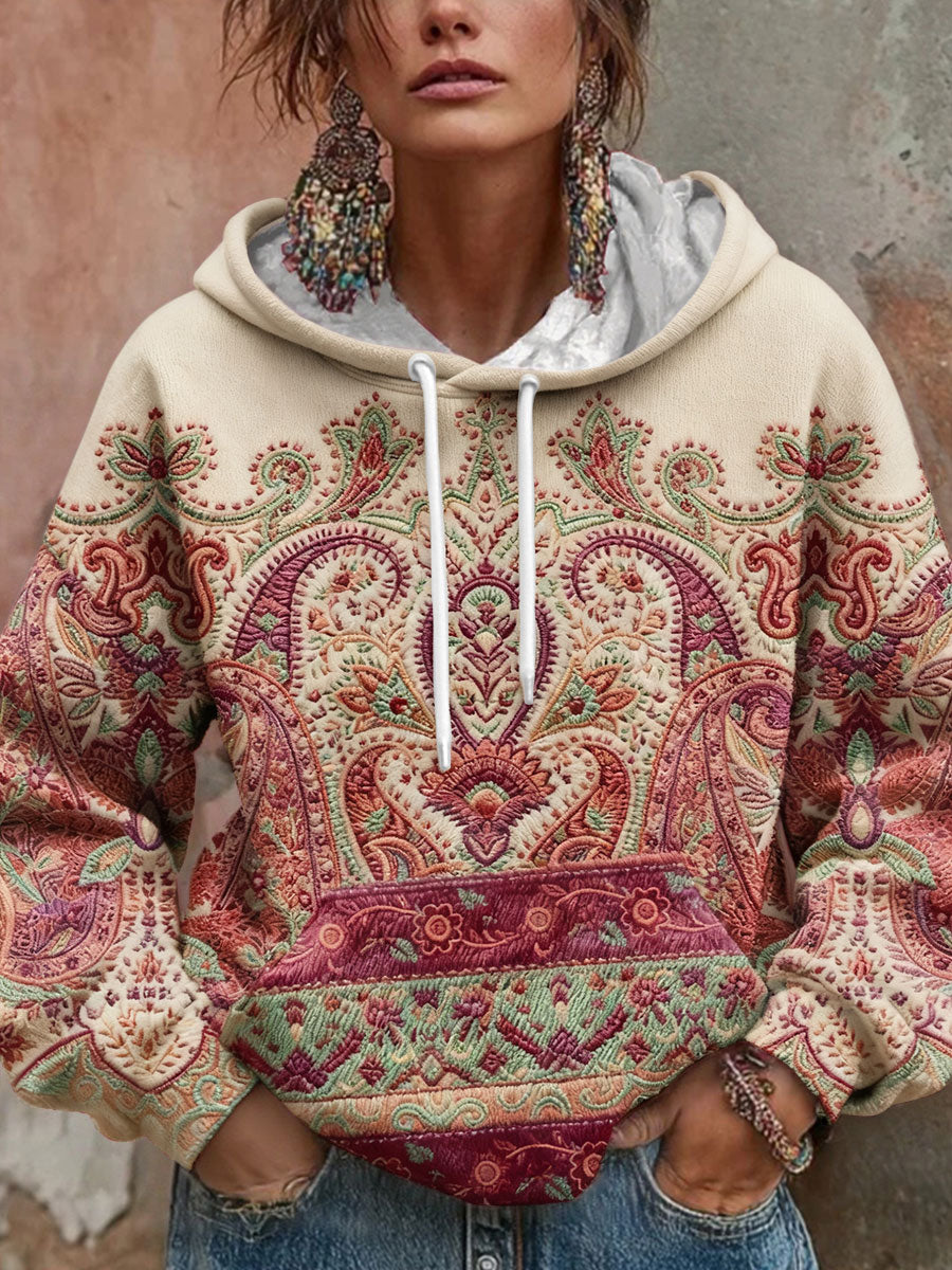 Women's Bohemian Boho Floral Art Printed Hoodie 0