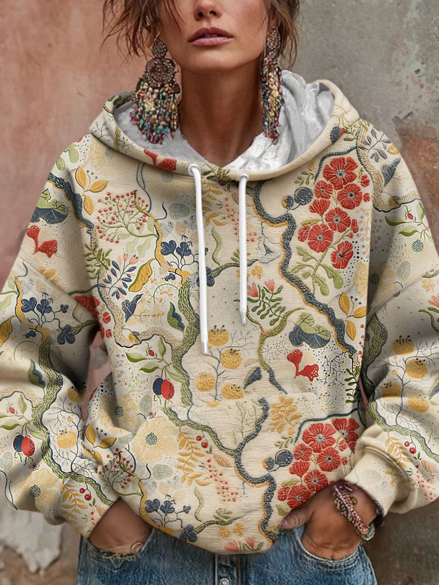 Women's Bohemian Boho Floral Art Printed Hoodie 0