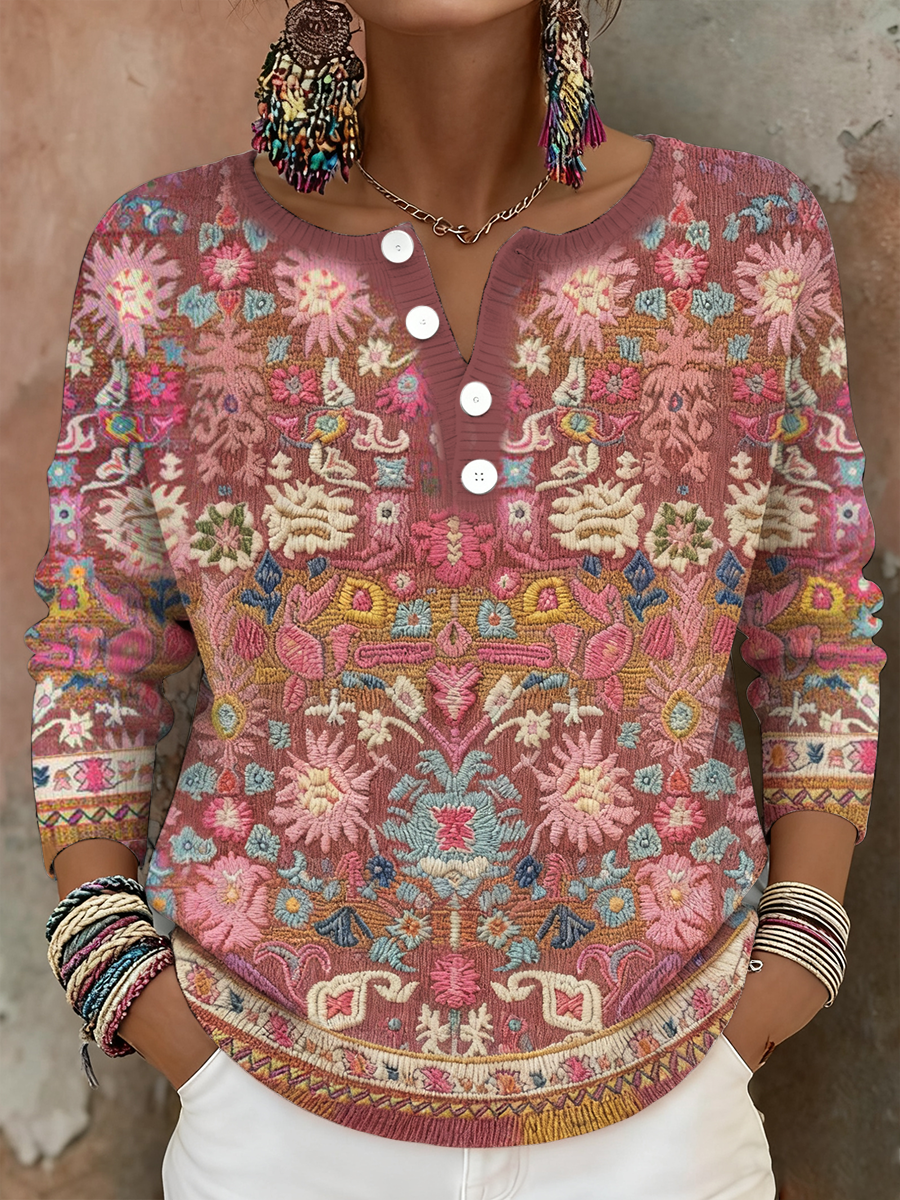 Women's Bohemian Boho Floral Art Printed Tops 0