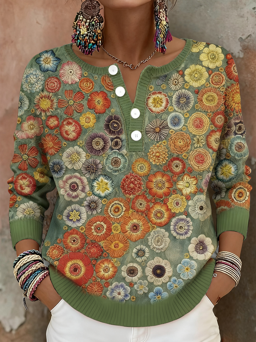 Women's Bohemian Boho Floral Art Printed Tops 0